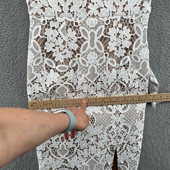 NWT Dress the Population Jayleen Lace Sheath Midi Dress in Off White Size Small - Picture 11 of 14
